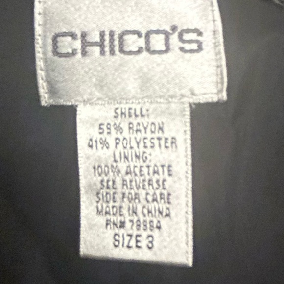 CHICOS Black Polka Dot Button Down Lined Jacket/Coat XL like new 3 - Picture 5 of 5